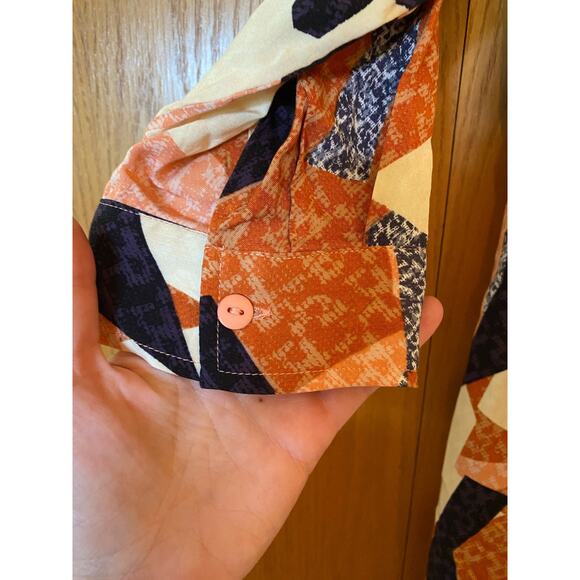 Corey Lynn Calter orange abstract midi shirt dress - Picture 7 of 10